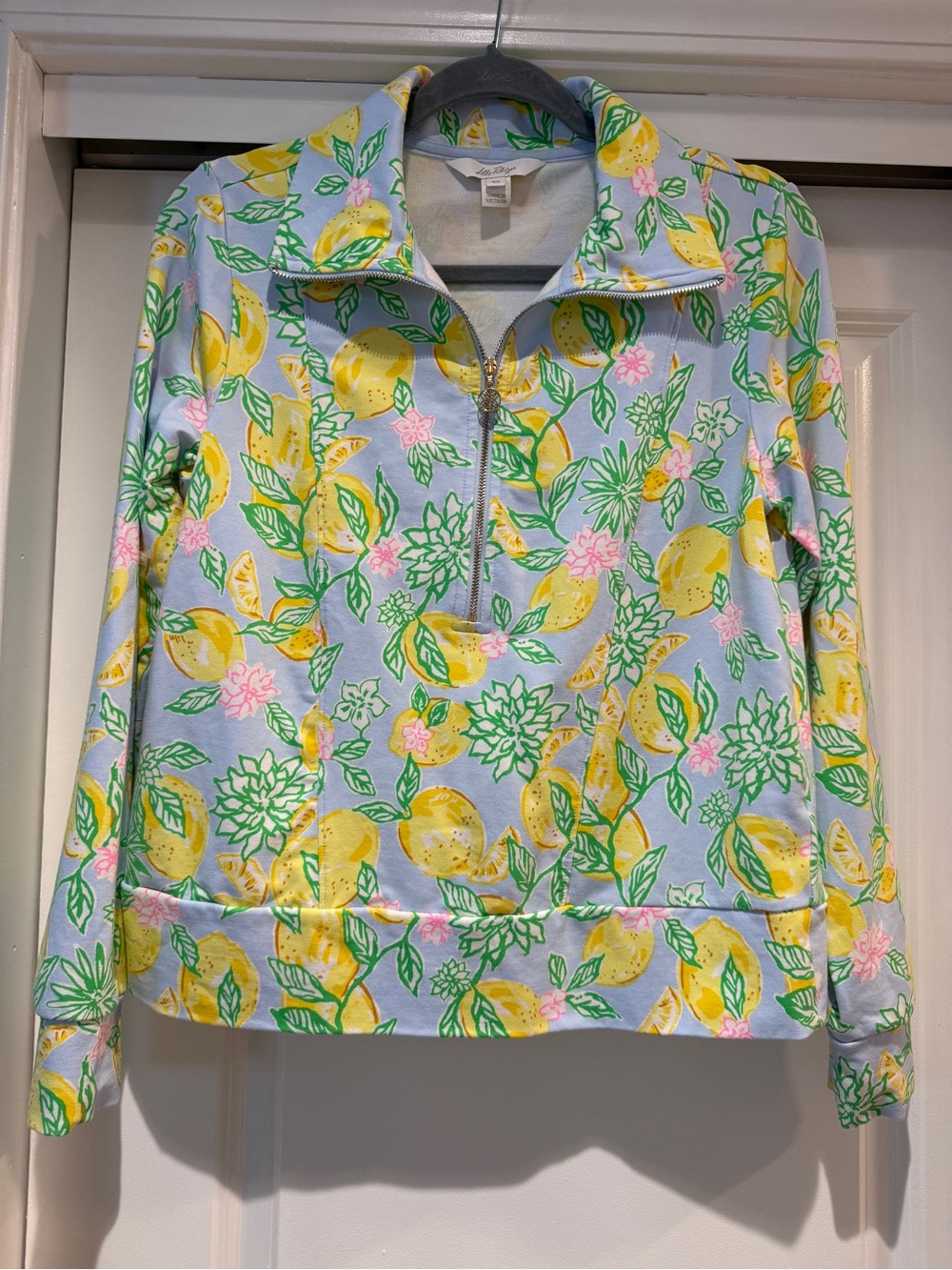 Lilly Pulitzer Sz XS Eleni UPF 50+ Pullover Bluette Make Lemonade | EUC